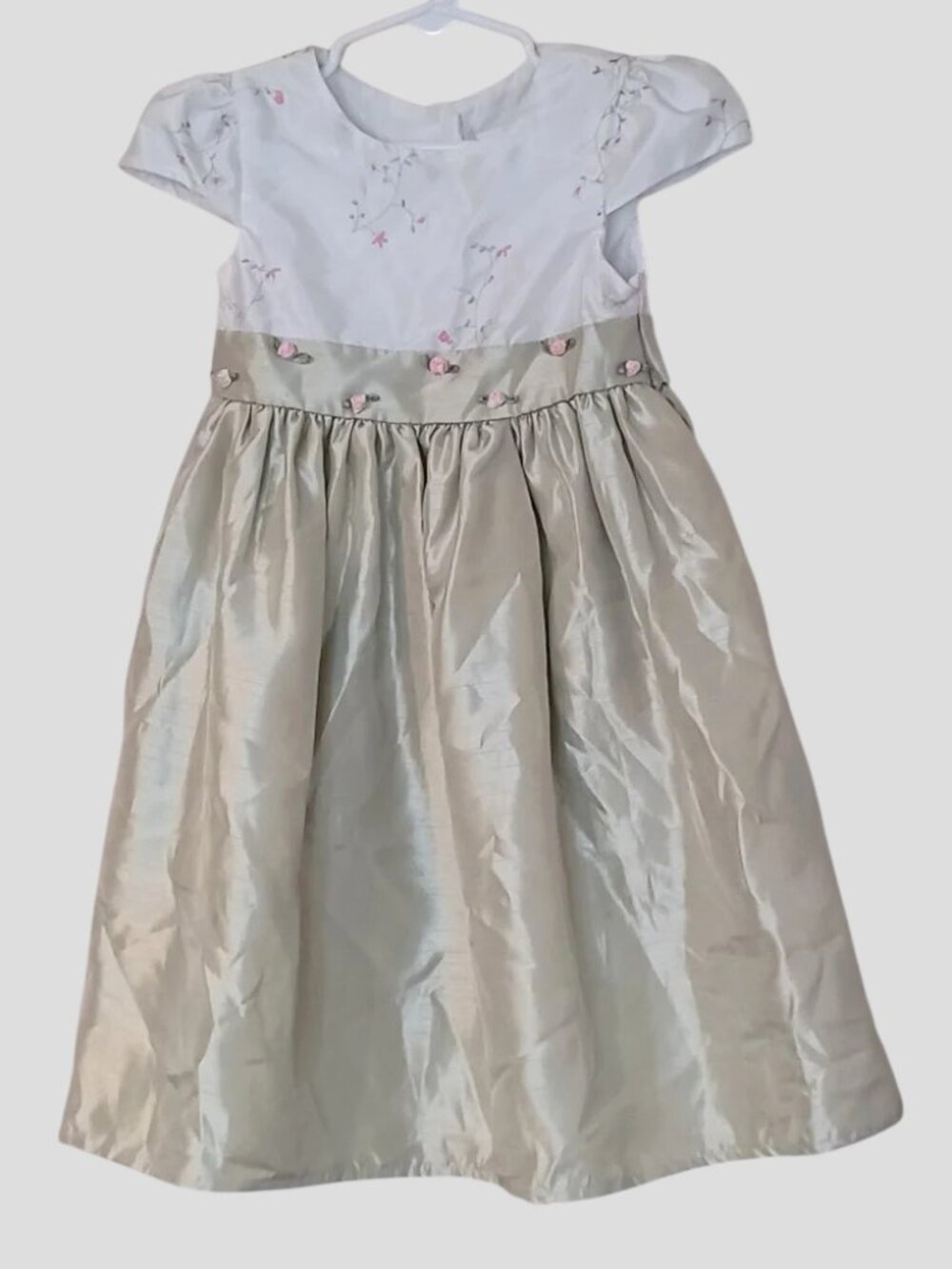 Perfectly Dressed Girls 4T Sage Green Floral Formal Party Dress Bow